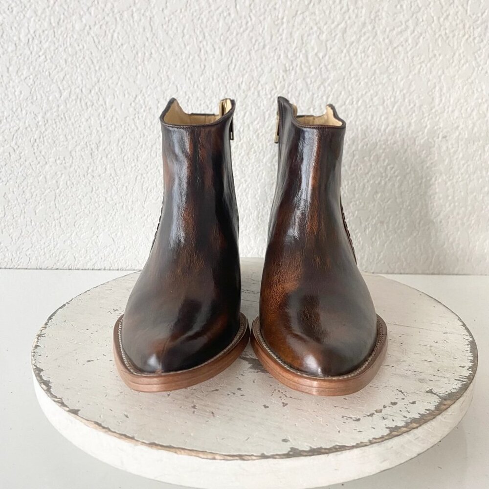 Womens Western Cowboy Ankle Boots 7.5 Brown Cowgirl Short Ankle Boot Pointed Toe - Picture 5 of 11